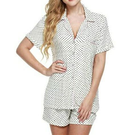 Lioraitiin Womens Summer Pajamas Set Short Sleeve Button Down Nightwear Soft Lounge Sleepwear