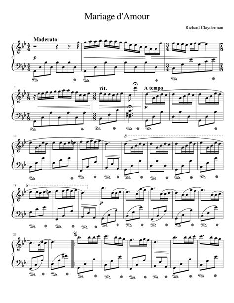 Mariage Damour Sheet Music For Piano Solo