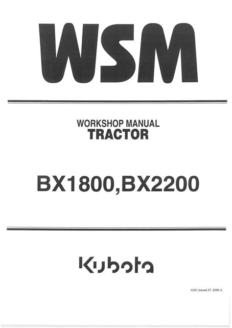 Kubota Utility Tractor Bx1800 Bx2200 Workshop Service Manual
