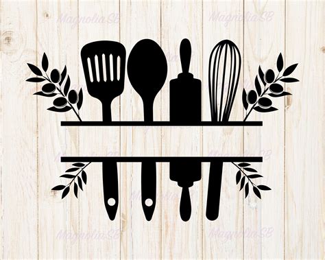 Kitchen Utensils Split Monogram SVG Kitchen Logo Svg Kitchen | Etsy