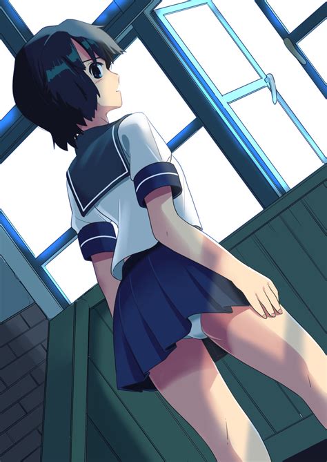 Safebooru 1girl Absurdres Black Hair Blue Sailor Collar Blue Skirt