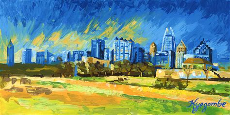 Atlanta Georgia Skyline 15 Painting By Paul Kyegombe Pixels