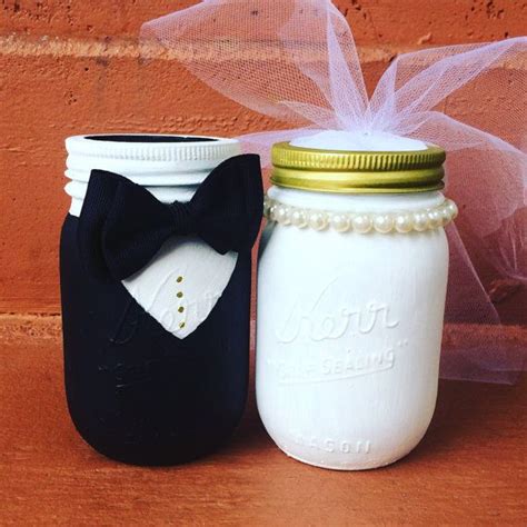 Custom Bride And Groom Mason Jars Wedding Decor Wedding T Bridal