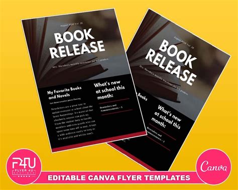 Book Release Flyer Diy Canva Book Release Flyer Template Etsy