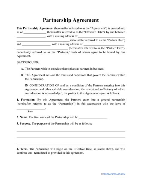 Partnership Agreement Template Fill Out Sign Online And Download Pdf Templateroller