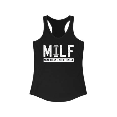 Milf Mom In Love With Fitness Women Workout Tank Gym Mom Shirt Funny