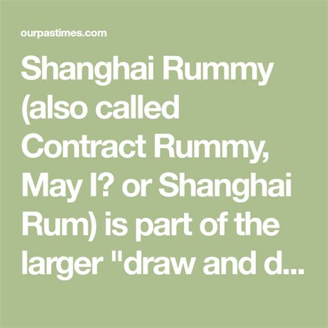 Keeps track of scores (only), specifically designed for the shanghai version of rummy (with keeping track of what set you are currently playing), but may be used for any game. Rules for Shanghai Rummy Card Game in 2020 (With images ...
