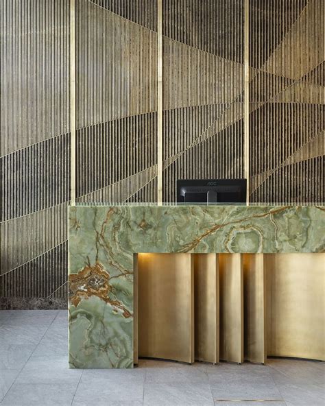 Custom made reception counter in different models and sizes, choose between many options of modern office reception desks in dubai and abu stone effect simple and modern reception desk made by italian rio de la piata mfc board. A gorgeous gold and green combination of textures and ...
