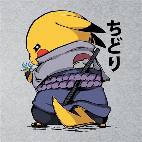 Sasuke Pikachu Naruto Fanart Arte Pikachu Picachu Dibujo Póster