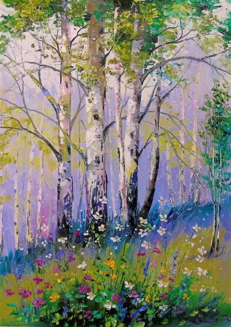 Saatchi Art Artist Olha Darchuk Painting Spring In A Birch Grove