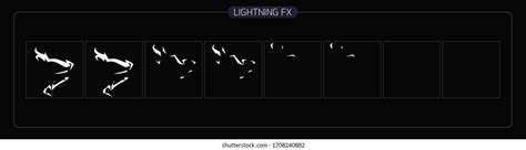 Lightning Animation Effect Thunderbolt Sprite Sheet Stock Vector