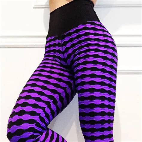 2018 Leggings Bodybuilding Mesh Colorful Striped Patchwork Push Up