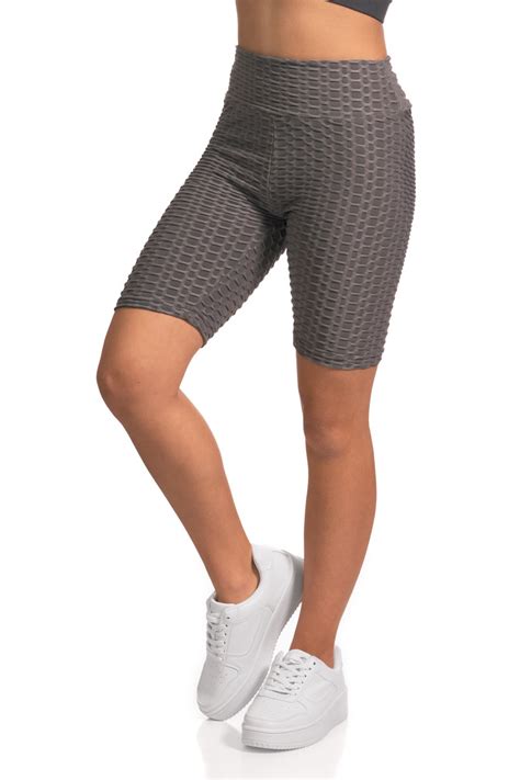 Plus Honeycomb Textured Brazilian Butt Lifting Scrunch Biker Shorts
