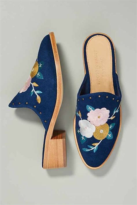 Soludos X Anthropologie Floral Embroidered Mules Anthropologie Shoes