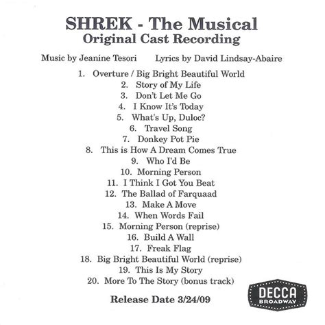 Jeanine Tesori David Lindsay Abaire Shrek The Musical Original