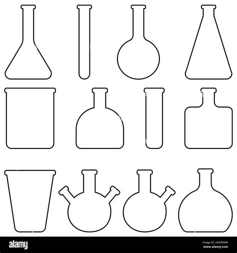 Set Icons Glass Laboratory Tableware Vector Flasks And Test Tubes