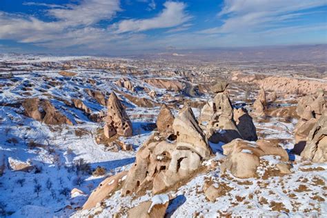 View Of Cappadocia In Winter With Sky Stock Photo Image Of Scenic