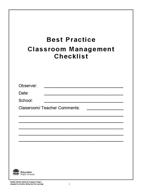 Classroom Management Checklist Pdf Classroom Management Teachers