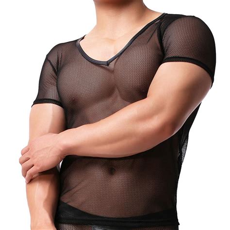 Sexy Men Mesh Transparent Undershirt Gay T Shirts See Through