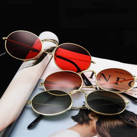 Cheap Cute Sexy Retro Oval Sunglasses Women Vintage Small Metal Mirror Sun Glasses For Men