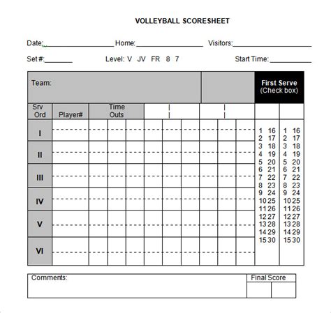 Nfhs Volleyball Score Sheet Instructions