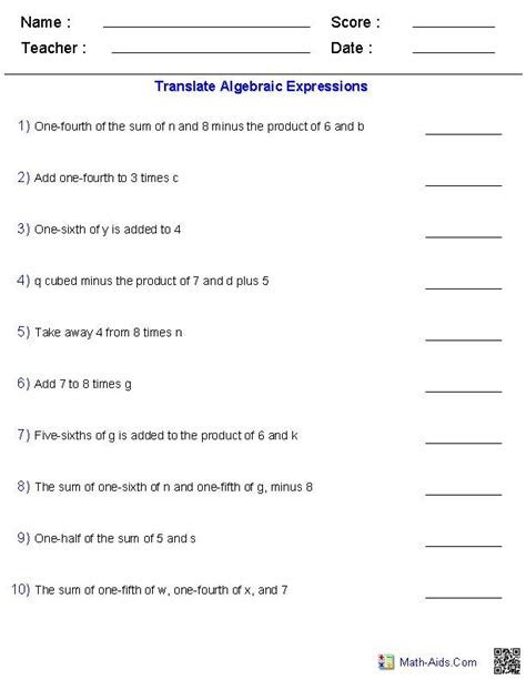 Grade 7 math quiz pdf helps with theoretical & conceptual study on algebraic manipulation and grade 7 math mcq with answers includes fundamental concepts for theoretical and analytical expansion and factorization of algebraic expressions multiple choice questions and answers pdf. Matching Questions Algebraic Expression Grade 7 Pdf : 13 Best Images of Number Worksheets ...