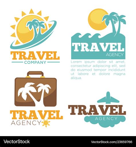 Travel Agency Logo Templates Set Isolated Vector Image