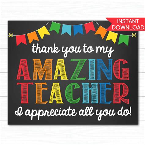 Teacher Appreciation Sign Printable