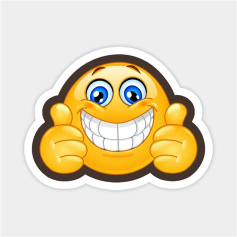 Big Smile Emoji Emoticon With Thumbs Up Emoji Magnet Teepublic