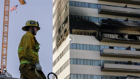 Firefighters Evacuate Residents From Burning Los Angeles High-Rise