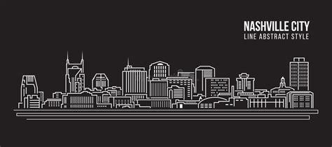 Cityscape Building Line Art Vector Illustration Design Nashville City