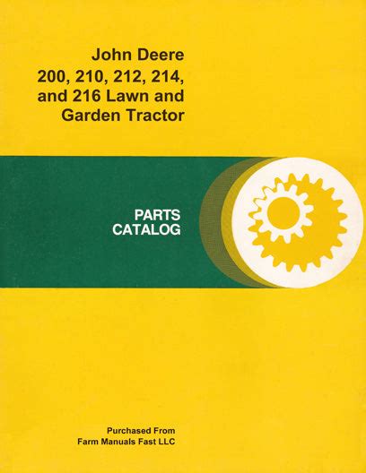 John Deere 200 210 212 214 And 216 Lawn And Garden Tractor Parts