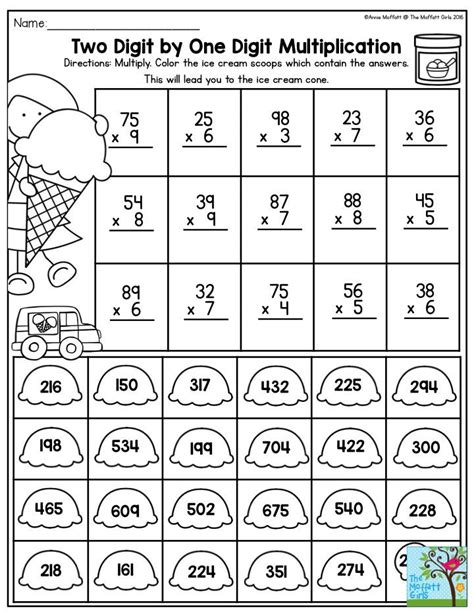 2 Digit By 1 Digit Multiplication Worksheet With Grids