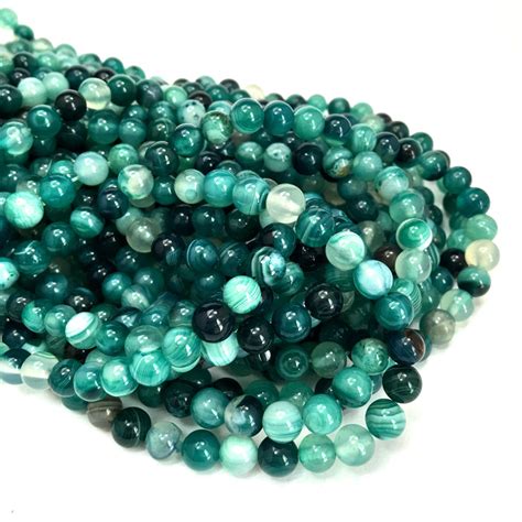 6mm Natural Teal Agate Gemstone Bead Full 15 Strand