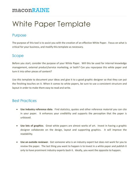 White Paper Template Free Download Printable Templates