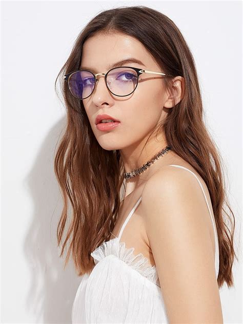 Shop Two Tone Frame Clear Lens Glasses Online Shein Offers Two Tone Frame Clear Lens Glasses