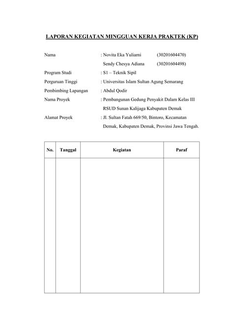 Contoh Laporan Harian Proyek