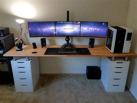 The drawers for the desk sit flush with the front edge of the desktop, so the front of the side panels also need to be whether you're into computer gaming, or just looking for a new desk for your office, this project is perfect for either! Battlestation v2 - Item Links in Description | Diy desk ...