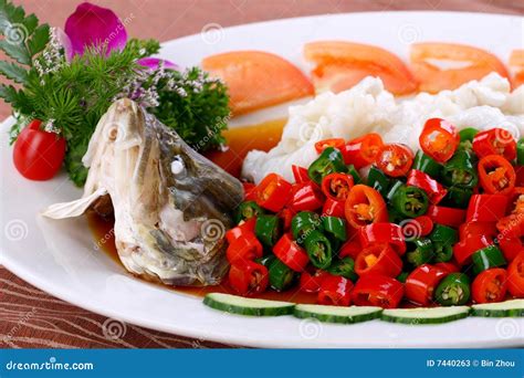 Delicious Chinese Food Fried Dish Steamed Fish Stock Photos Image