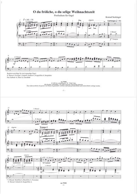 Was sie nicht downloaden koennen, erhalten sie auf bestellung bei notenbuch.de oder bedienungsanleitung der kostenlosen angebote. O du fröhliche (Orgel Solo) Konrad Seckinger (Postludium ...