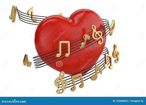 Red Heart And Music Notes3d Illustration Stock Illustration