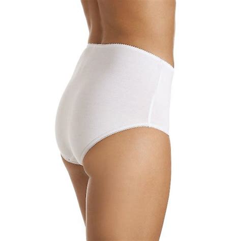 Camille Womens White Classic Cotton Control Briefs Pack Of 3 Camille