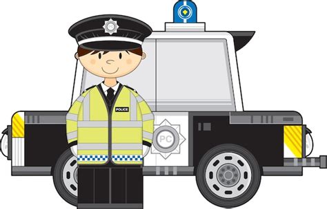 Premium Vector Cartoon British Policeman And Police Car Emergency