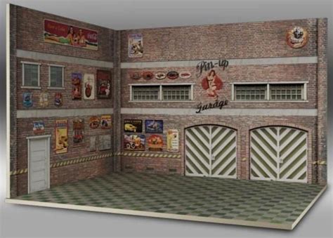 Papermau Pin Up Garage Diorama Paper Model In 164 Scale By Hw