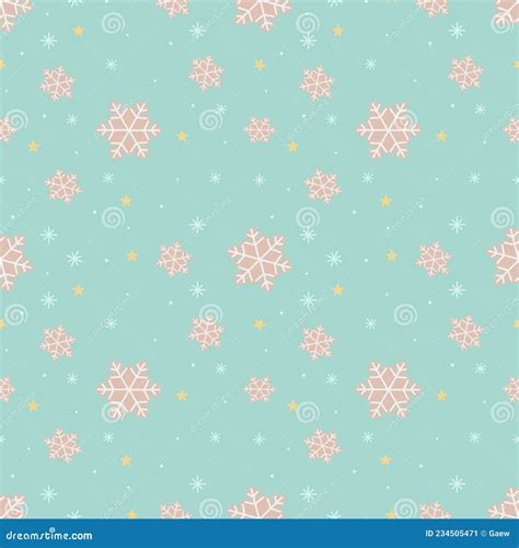 Seamless Snowflake Background Clear Pastel Color Stock Vector