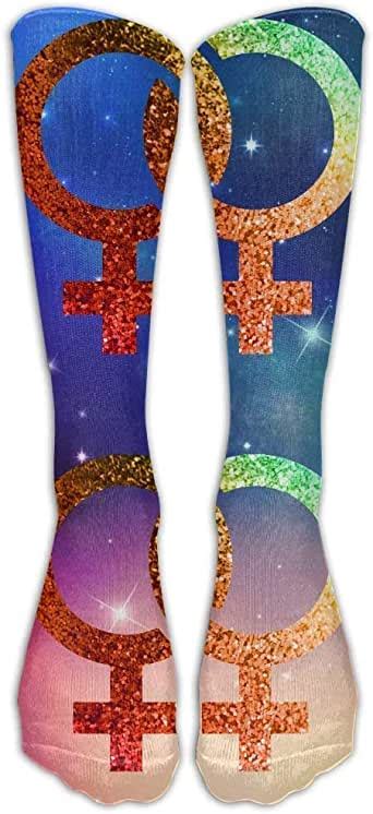 Amazon Com Togefriend Lesbian Sign Glitter Casual Unisex Sock Knee