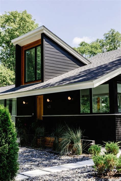To find the best gray exterior paint for your home, consider the surrounding landscape and nearby architecture. mid century modern home + black painted exterior | Mid ...