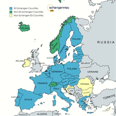 Map Of The Schengen And Eu Countries Rmaps
