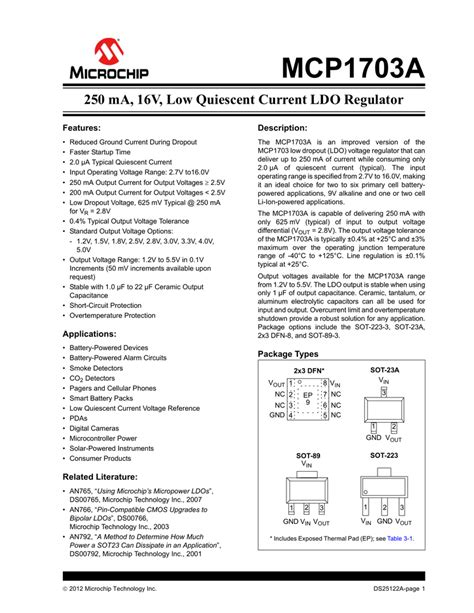 Mcp A Ma V Low Quiescent Current Ldo Regulator