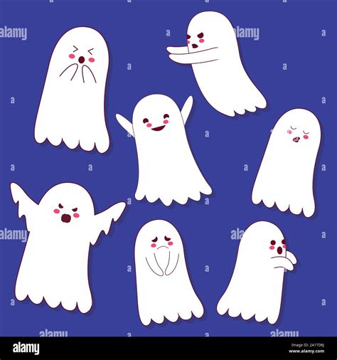Set Of Cute Ghost Vector Illustration Stock Vector Image And Art Alamy